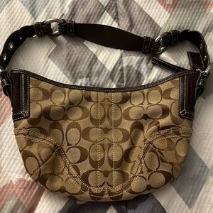 Coach Women's Brown Leather Trim Signature Soho Shoulder Purse